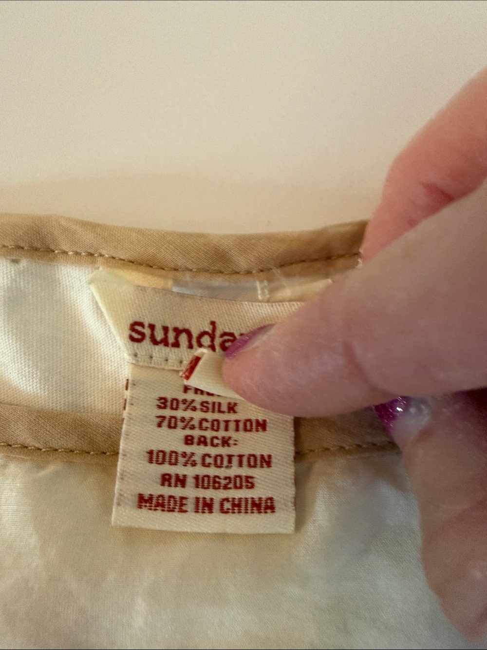 Sundance Cream Embroidered Silk & Cotton Floral Tunic. Size XL. - Picture 15 of 16